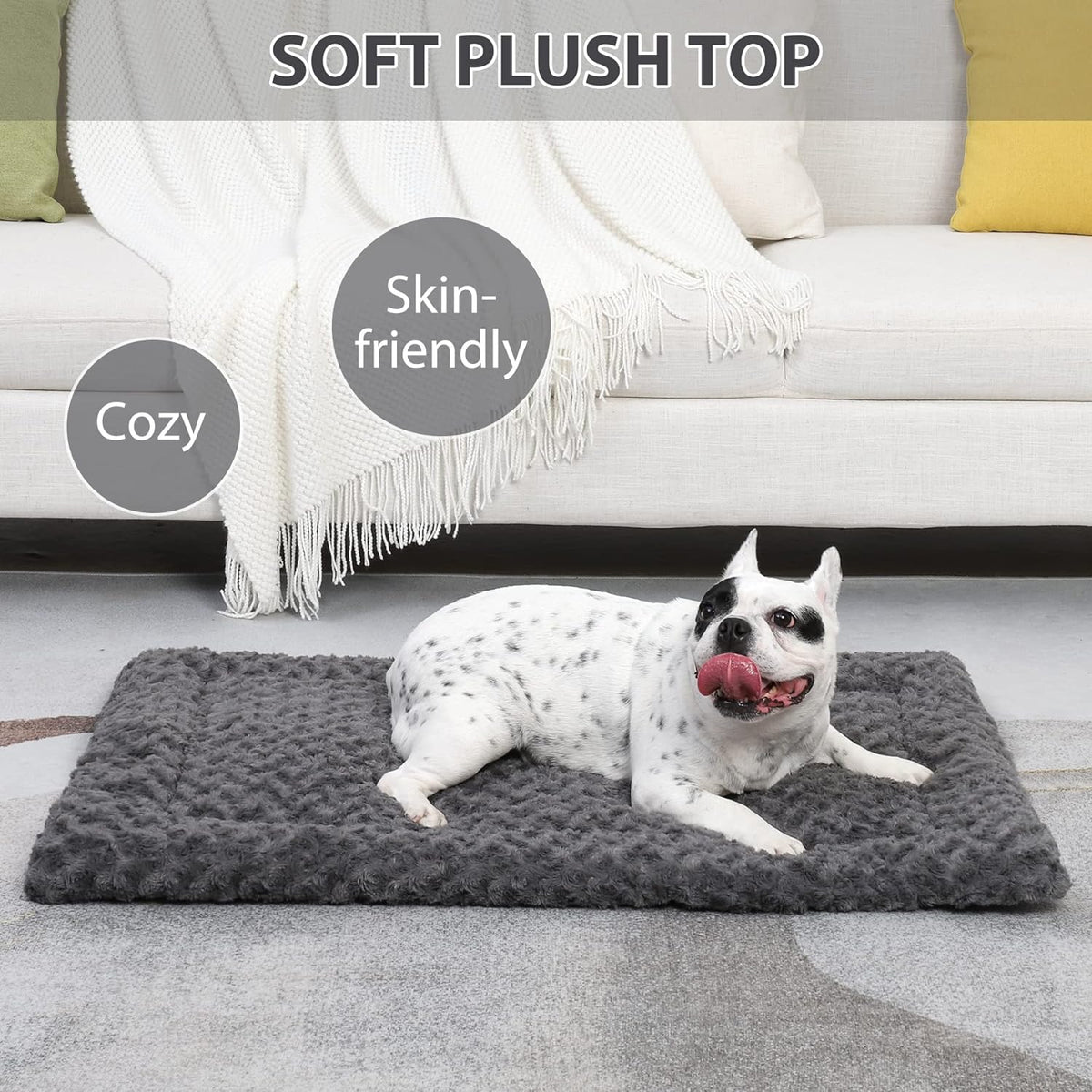 Exsnugy Washable Dog Bed Mat Medium Size Fluffy Pet Crate Pad 30x19