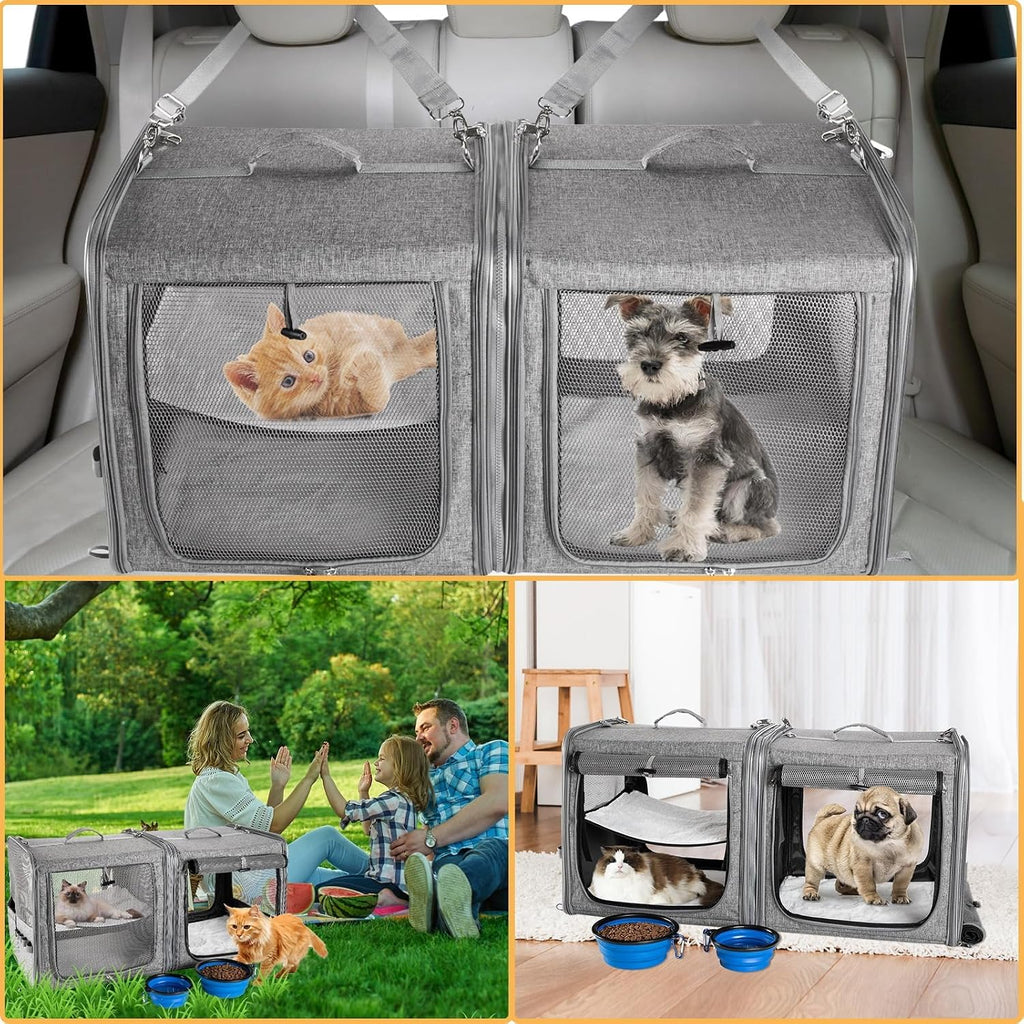 Extra Large Cat Carrier for 2 Cats with Travel Litter Box, 2-in-1