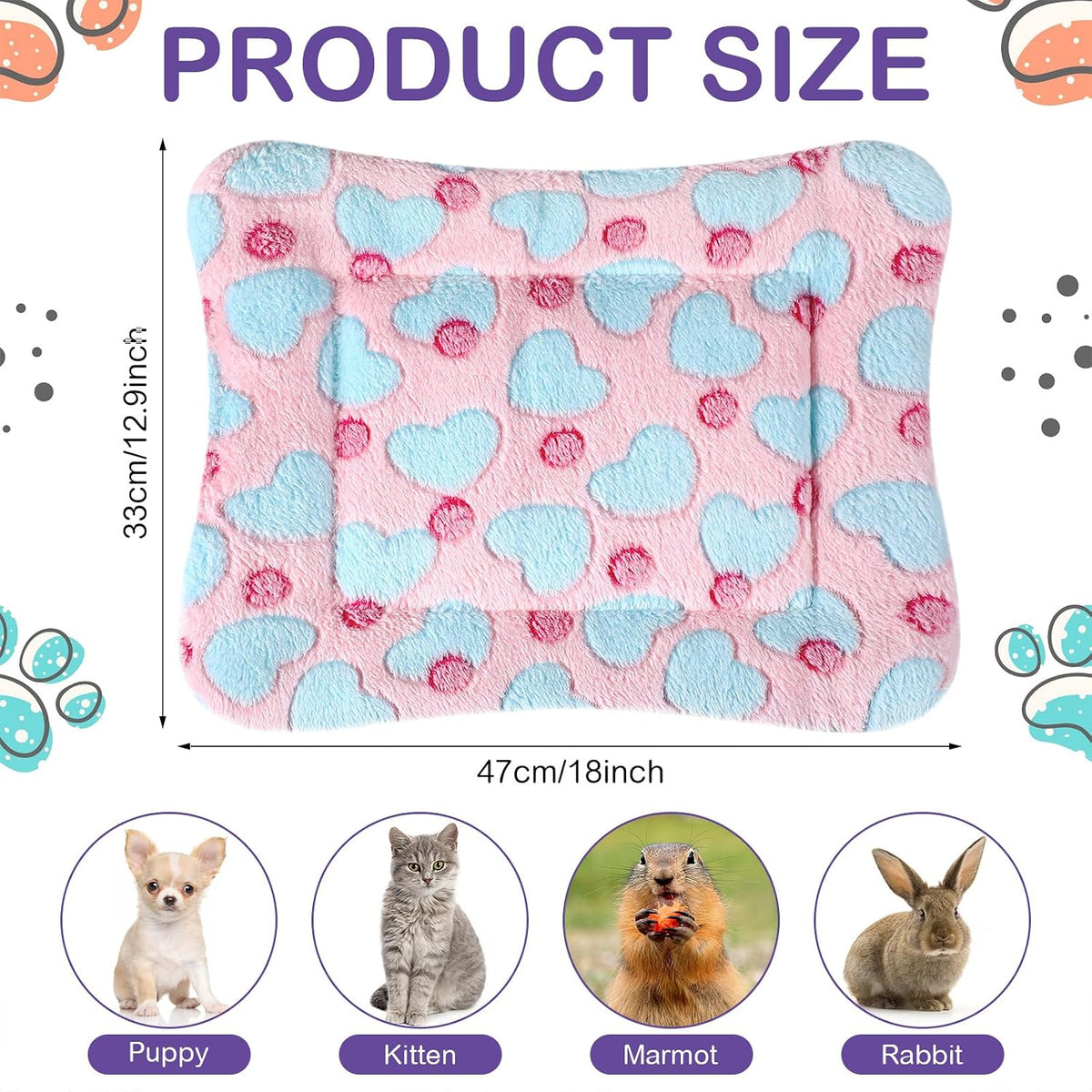 Haull 4 Pcs Waterproof Guinea Pig Bedding Mat, Heart, 13 x 18.5