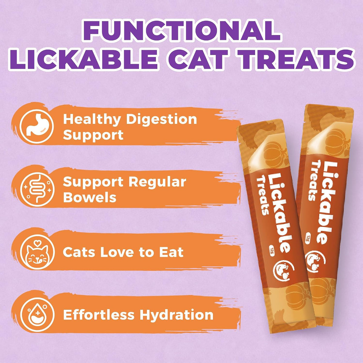 Zoody Pumpkin Lickable Cat Treats with Taurine, 24 Tubes, 0.4oz Each