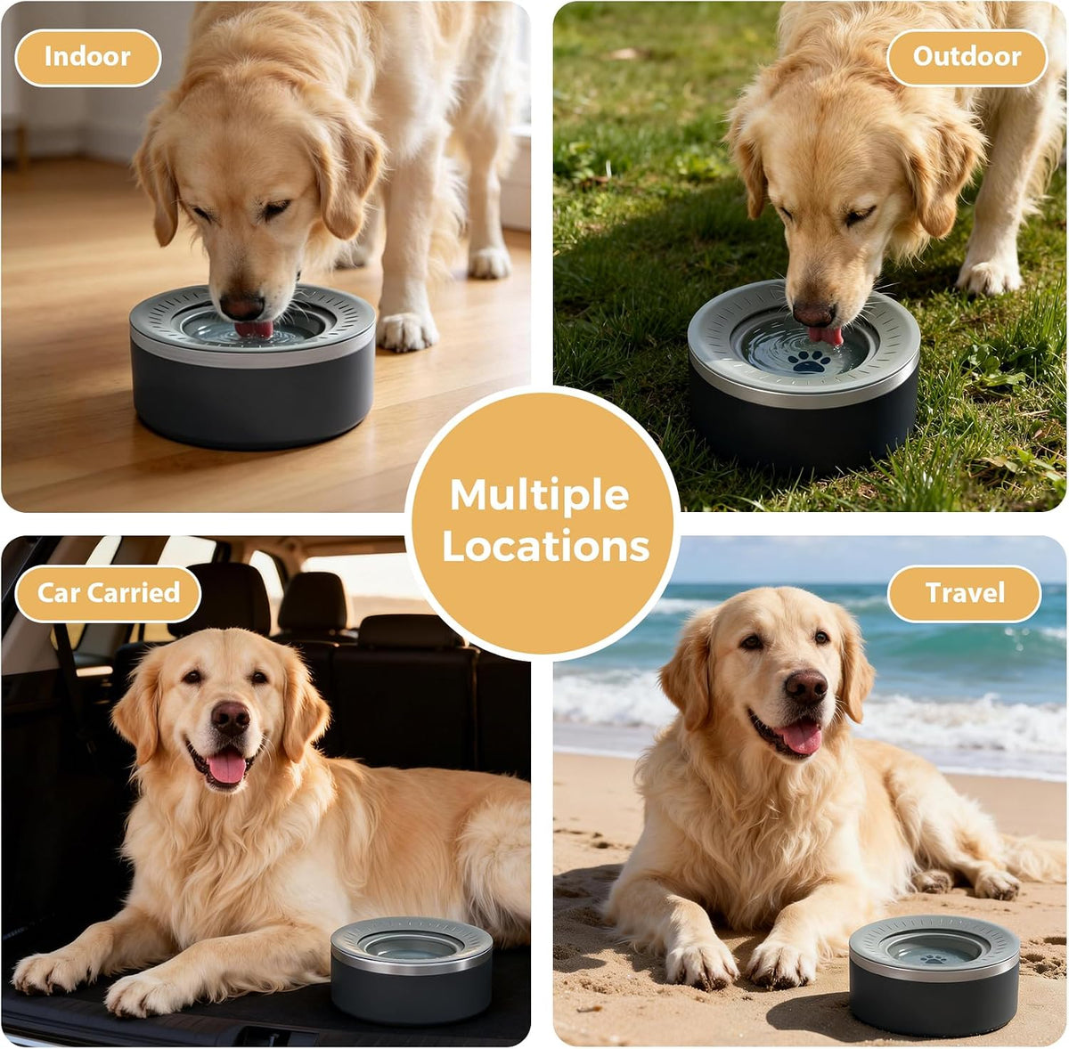 Stainless Steel Dog Water Bowls, No Spill Water Bowls for Dogs, Black