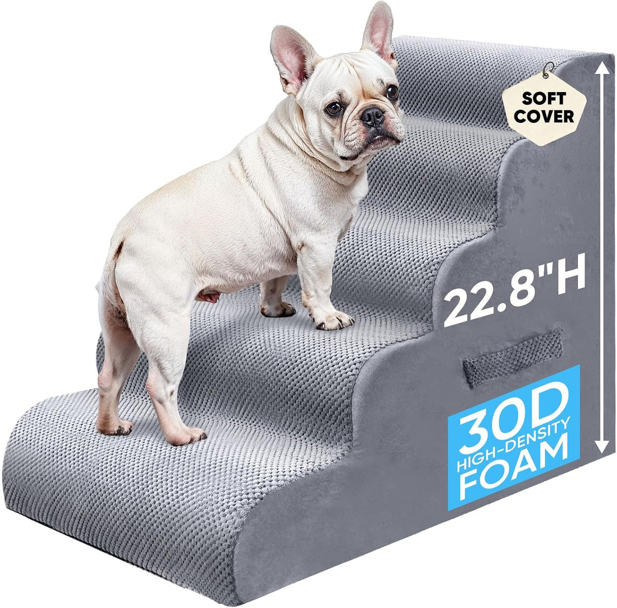 PAWSCRAT 5-Step Pet Stairs for High Beds & Sofas, 22.8''H Dog Stairs