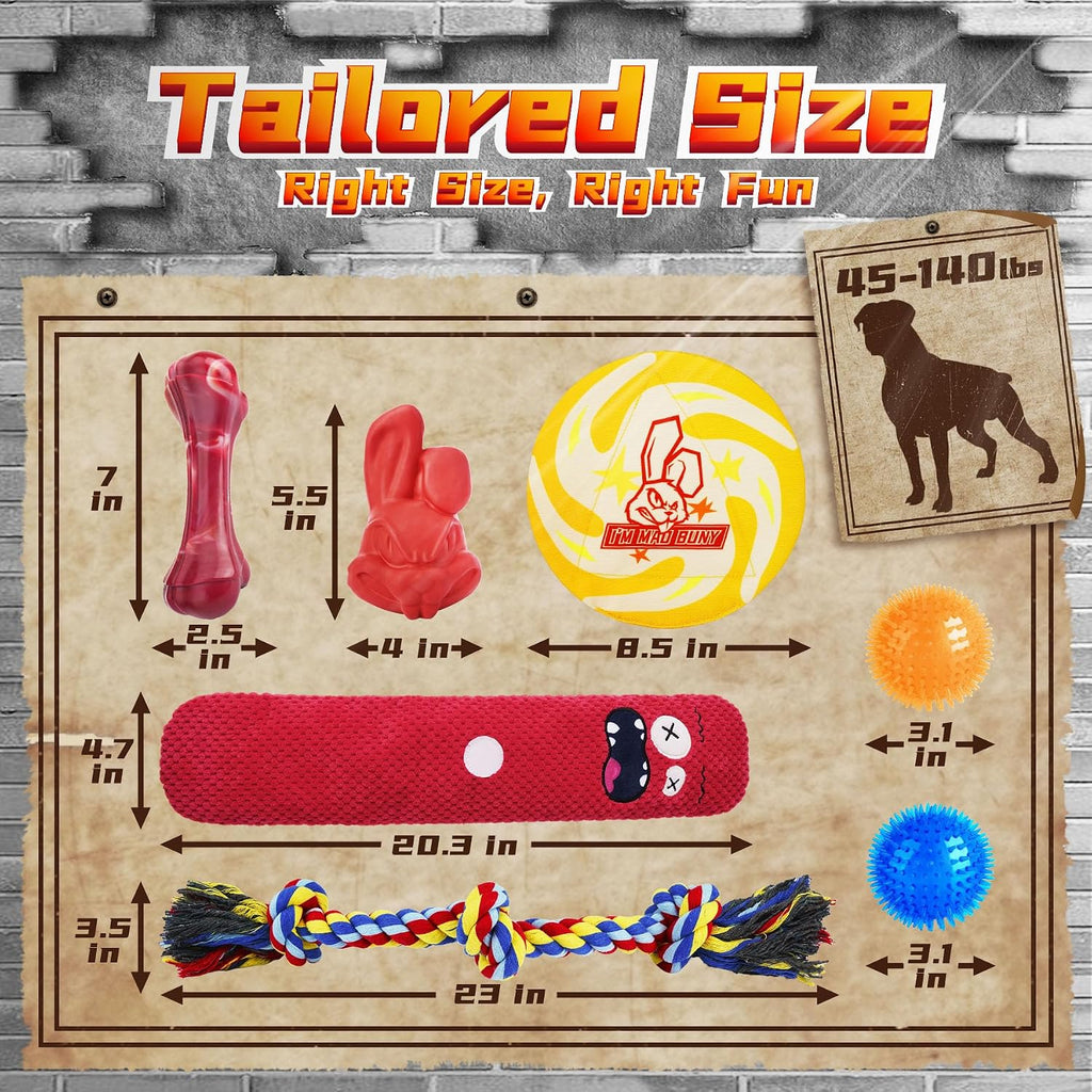 9-Pack Variety Dog Toys for Aggressive Chewers,Medium-Large Dogs