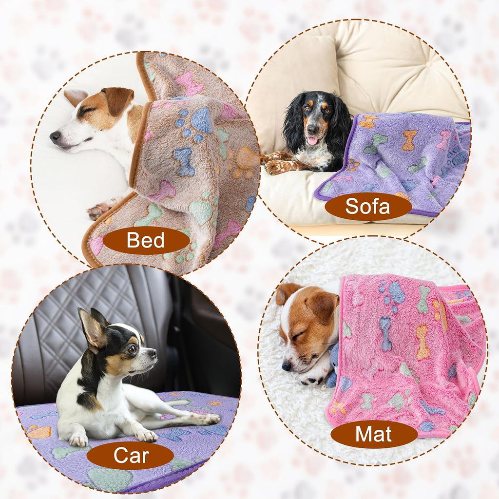 1 Pack 3 Blankets for Dog Puppy Cat (Medium 30x20'', Purple, Pink, Brown)