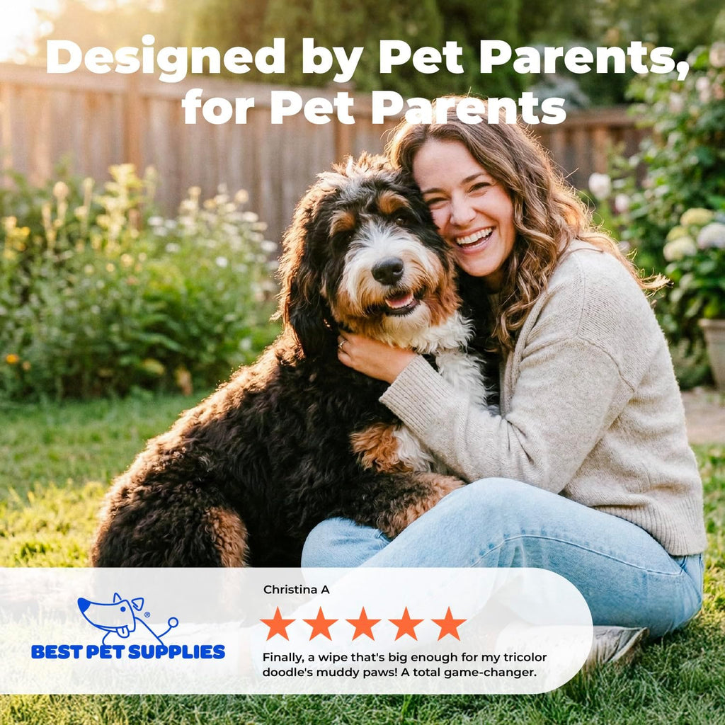 Best Pet Supplies Cleaning Dog Wipes - Hydrating Aloe, 400 Count | Unscented, Large 8x9" Pet Wipes, Vitamin E, Puppy & Cat Safe, Gentle Grooming, Resealable Pouch Prevents Drying 