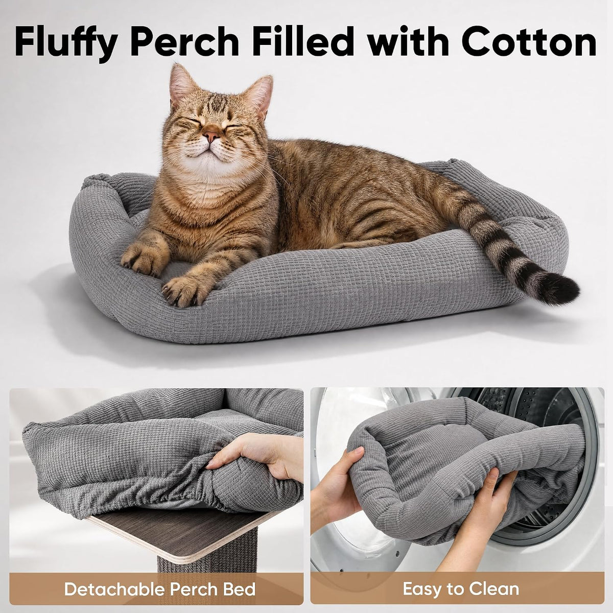 FUKUMARU Retro-Style Cat Scratching Post with Perch for Indoor Adult Cats