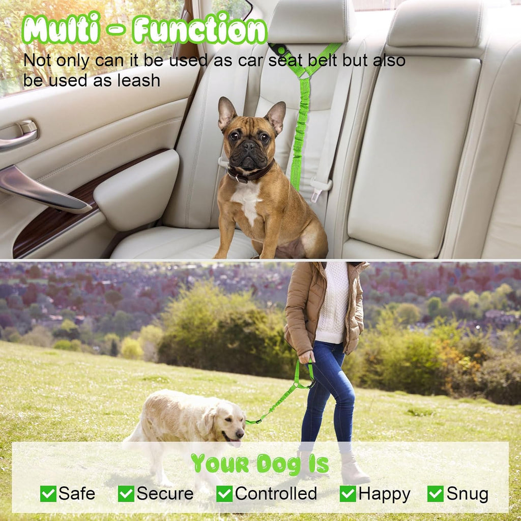 BWOGUE Dog Seat Belt for Car, Reflective Headrest Restraint Bungee Lead