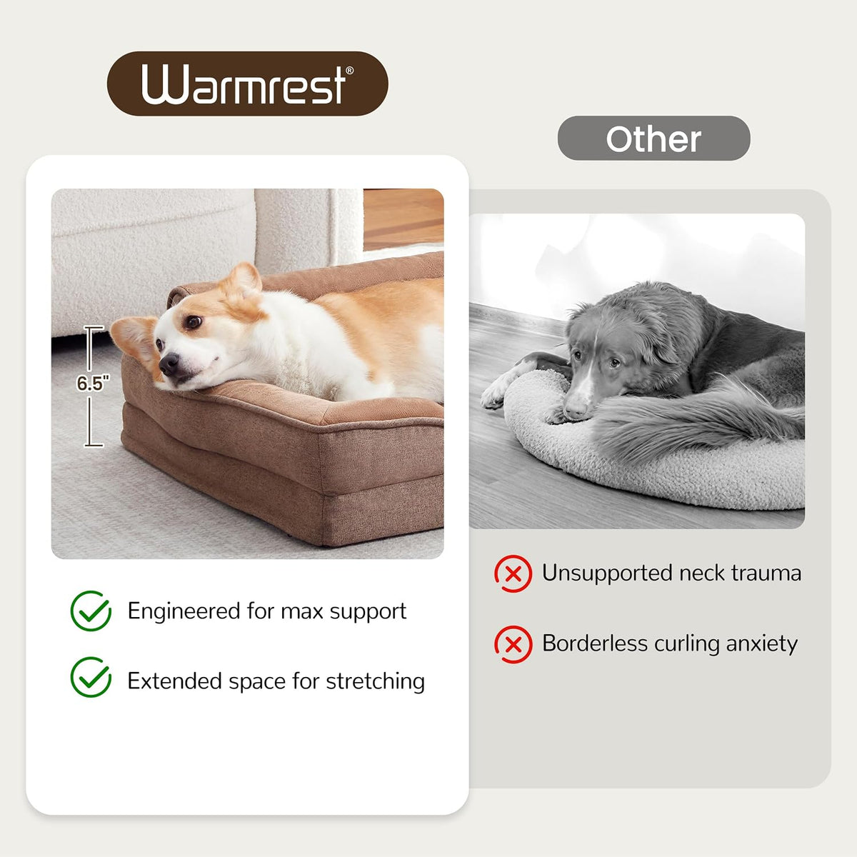 Large Orthopedic Dog Bed for Medium Dogs Removable Washable, Brown