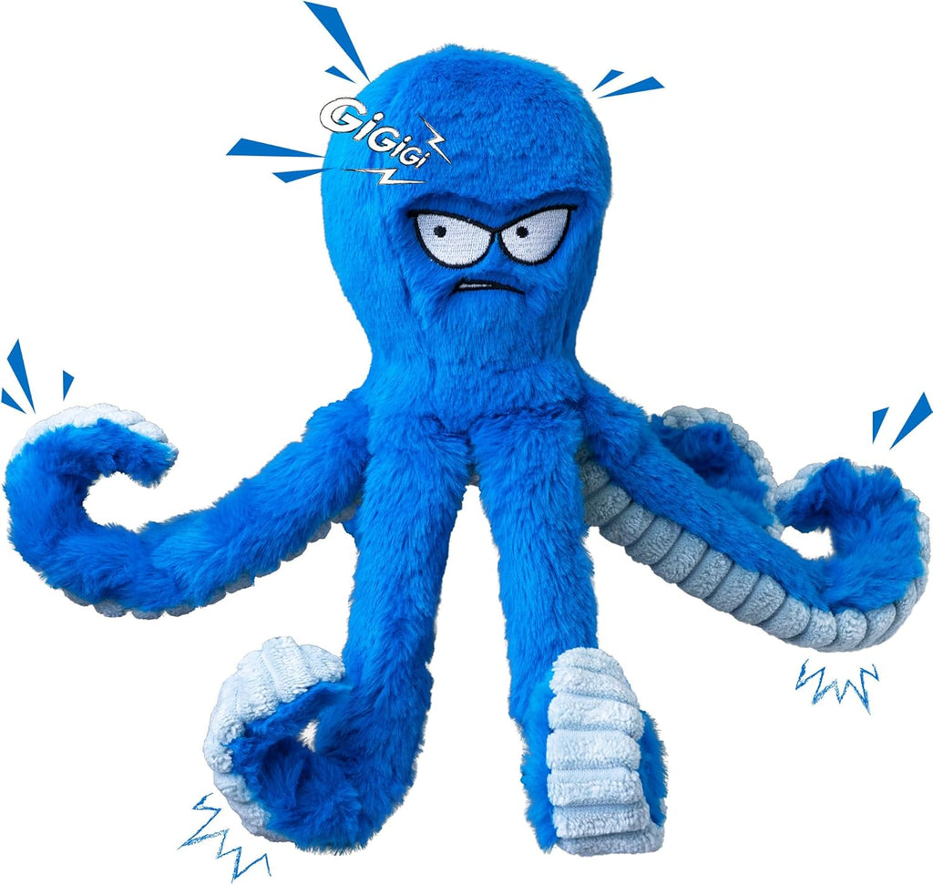 LEGEND SANDY Tough Dog Toys, Stuffed Chew Large Dog Toys to Keep Them Busy, Interactive Squeaky Tug of War Doggie Toy, Crinkle Blue Octopus | Interactive Tug of War Puppy Toys, Crinkle Stuffed Octopus for Small Medium and Large Breeds, Birthday Gift fo...