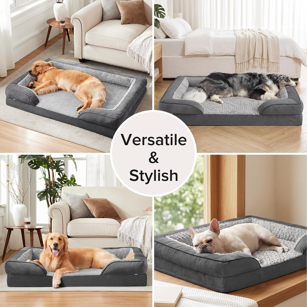 INVENHO XXL Plus Orthopedic Dog Beds Large Sized, XL Washable Dog Sofa with Egg-Crate Foam, Waterproof Lining and Non-Skid Bottom