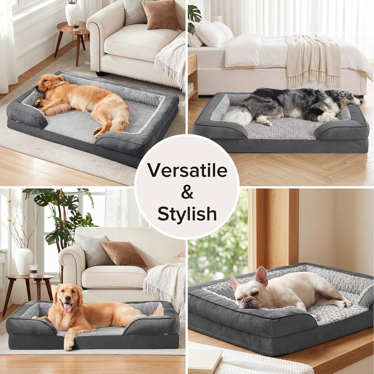 INVENHO XXL Plus Orthopedic Dog Beds Large Sized, XL Washable Dog Sofa with Egg-Crate Foam, Waterproof Lining and Non-Skid Bottom