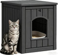 Cat Litter Box Enclosure, Multi-Functional Enclosed Cat Litter Box Furniture, Outdoor Cat House Weatherproof, Openable Front Door & Raised Floor, Easy to Clean & Assemble, Black
