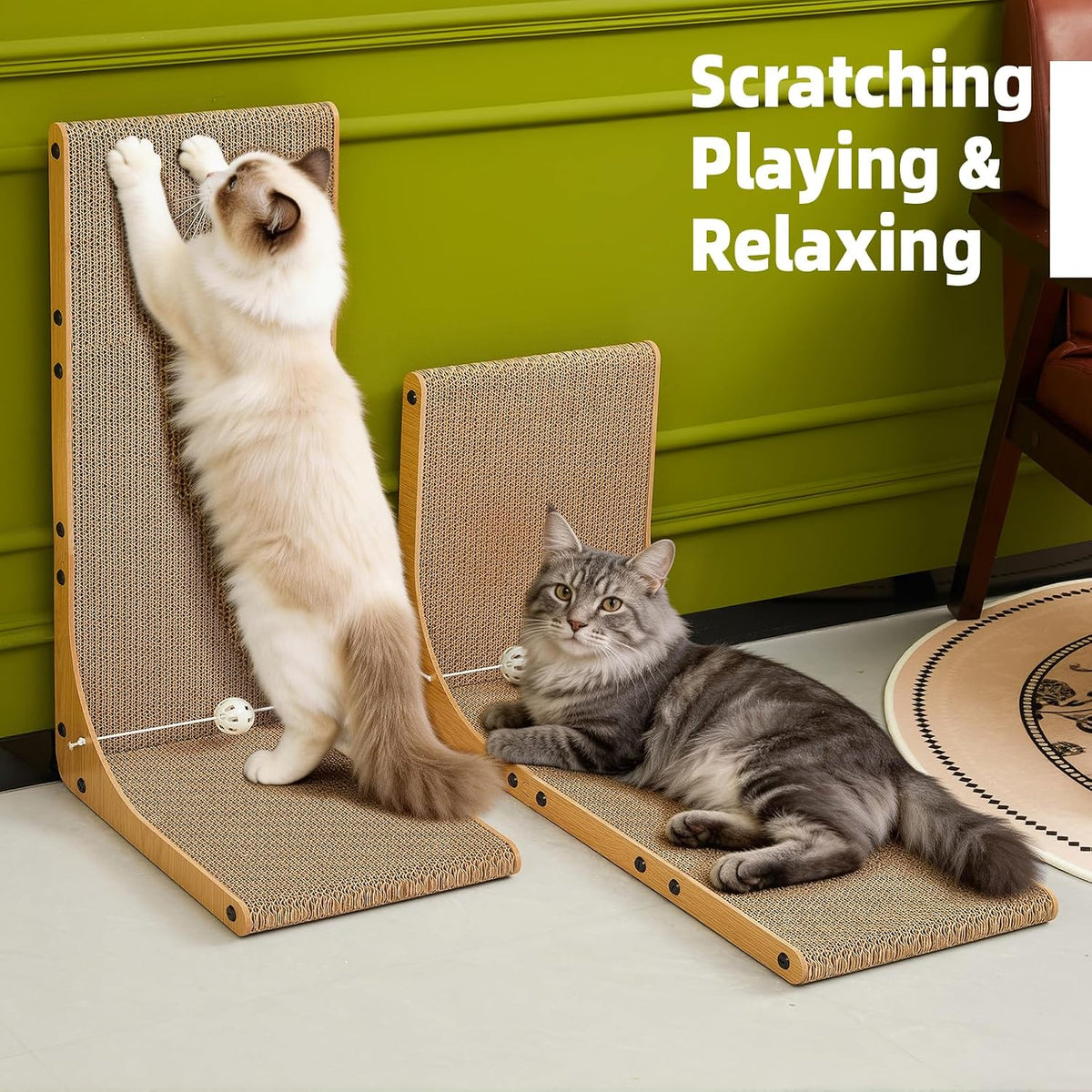 26.8 Inch Cardboard Cat Scratching Post, 2-Pack