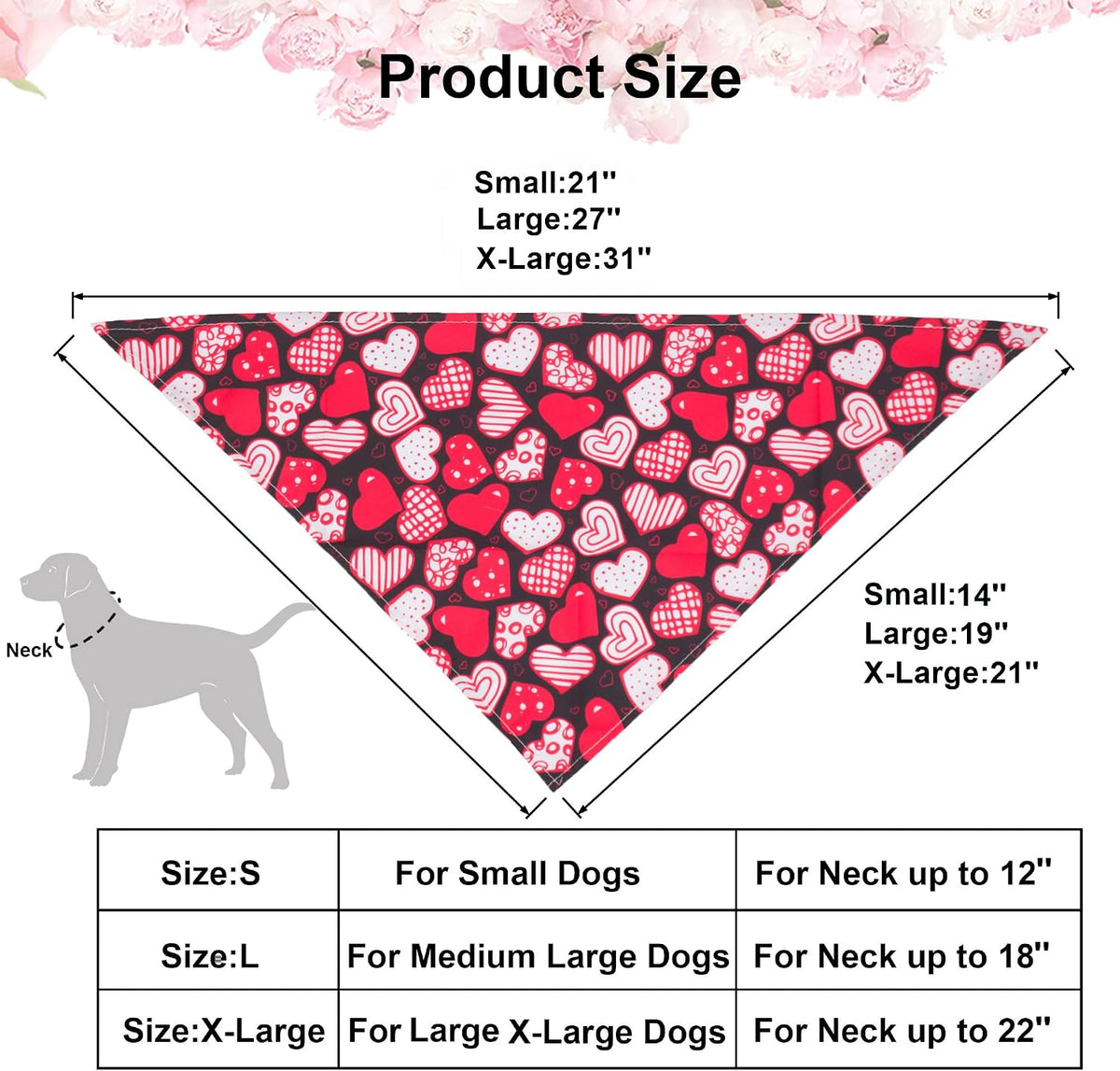 ADOGGYGO 4 Pack Valentine Dog Bandana Triangle Pet Scarf Red Pink Heart Pattern Valentine Bandanas for Small Dogs Pets (Small)