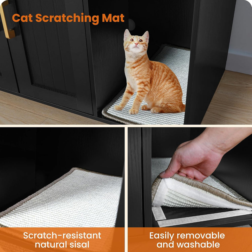 Dwanton Cat Litter Box Enclosure, with Scratching Mat, 31.5" x 19.7"x 21.7"