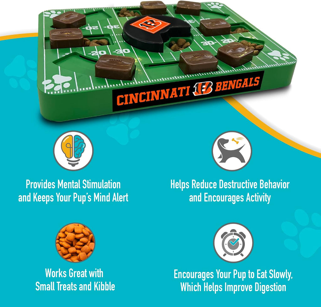 Pets First NFL Cincinnati Bengals Puzzle Toy for Dogs, Slow Feeder Board for Pets, Interactive Doggie Treat Toy