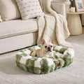 Washable Orthopedic Dog Bed,Rectangle Fleece & Luxury Pet Bed with Removable Zipper Cover & Anti-Slip Bottom,Suitable for Medium Large Dogs,40x30x7.5inches,Sage Green Grid Print