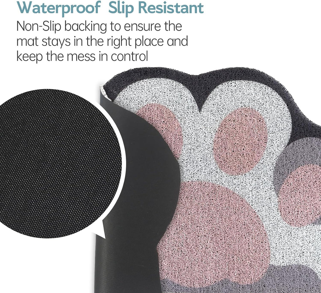 Cute Cat Litter Mat 24”x16”, Litter Box Mat, Litter Trapping Mat, Soft on Kitty Paws, Easy Clean, Anti Slip, Pet Accessories, Door Floor mats - White Pink60*40