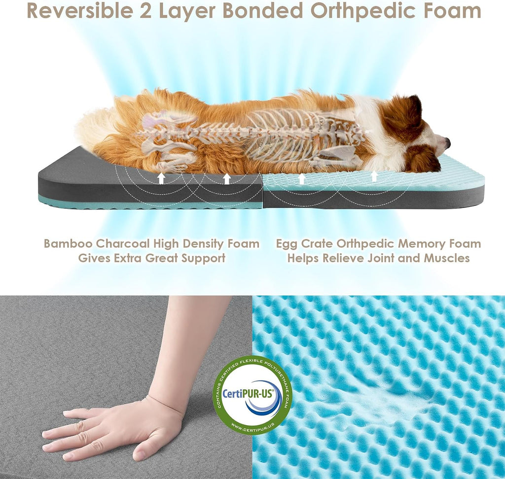 EHEYCIGA Orthopedic Foldable Human Dog Bed - 72x44x11, Brown