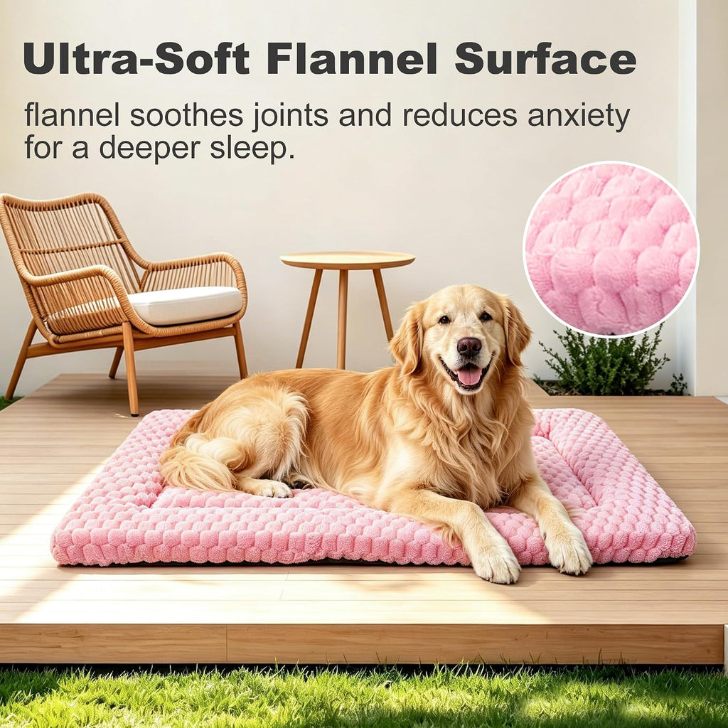 Dog Bed Mat – Soft & Comfortable Dog Kennel Pad for Crate – Durable Crate Bed & Mat for Dogs & Cats – Ideal for Crate, Kennel, and Home Use，Pink：XL(42"*28"*1.5")