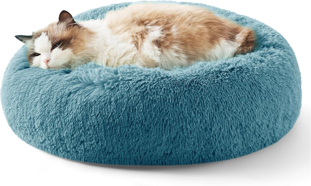 Bedsure Calming Cat Beds Donut Round Washable Kitten Bed,20 inches