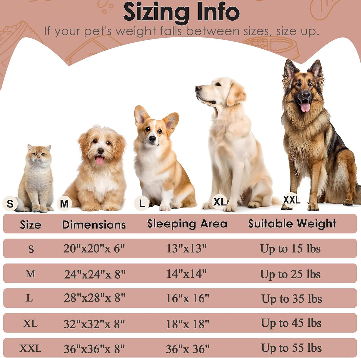 Extra Large Dog Beds, 36in Human Dog Anxiety Relief Comfort Bed (Pink)