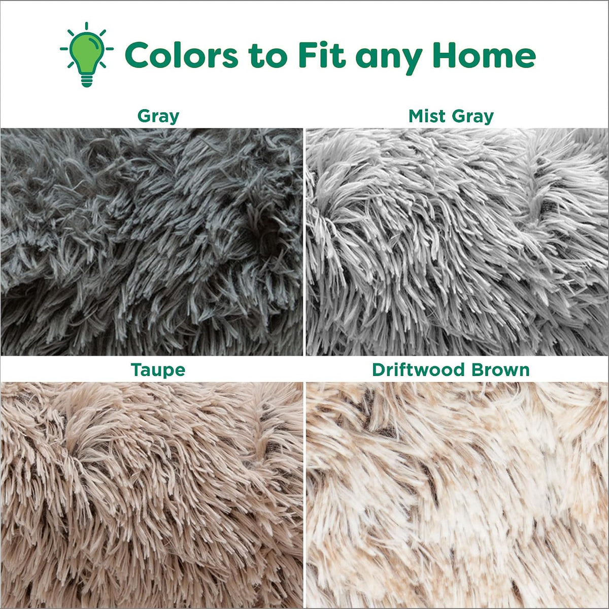 Furhaven 36" Round Calming Donut Dog Bed for Large/Medium Dogs, Refillable w/ Removable Washable Cover, For Dogs Up to 75 lbs - Shaggy Plush Long Faux Fur Donut Bed - Taupe, Large