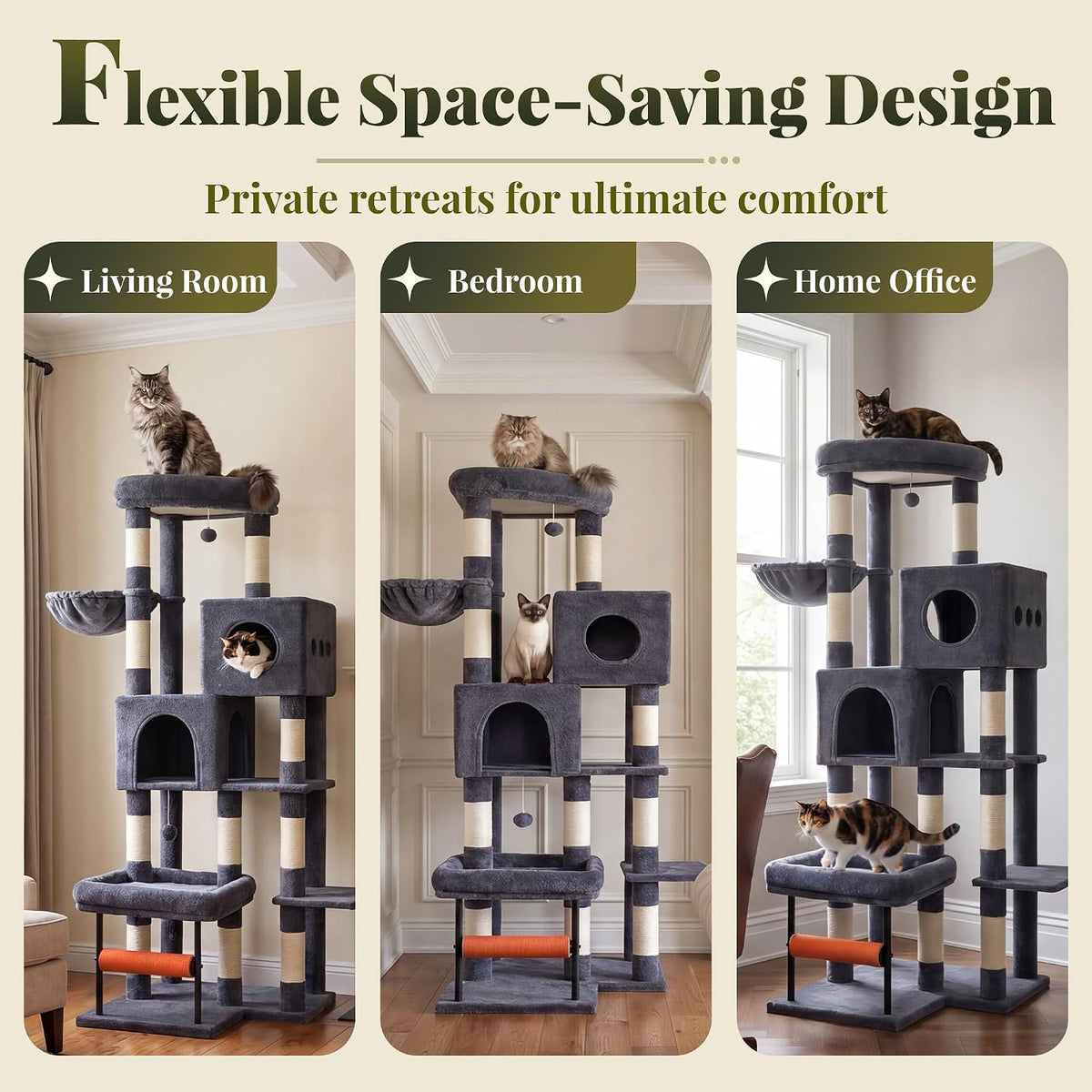 Hey-brother Cat Tree Tower with Stable L-Shaped Widen Base, Condo, MPJ086G