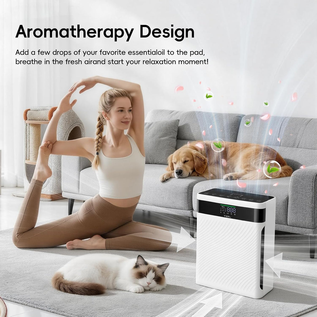 Air Purifier for Home Pets, HEPA Washable Filter for Pet Hair Odor
