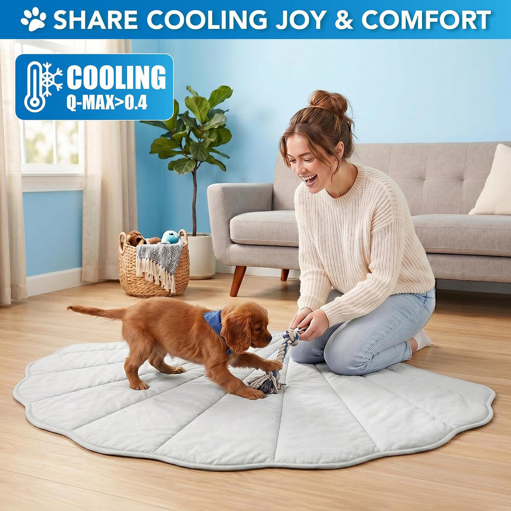 PetAmi Dog Cooling Mat Reversible Fleece Blanket for Pet Cat, S 33x39, Grey