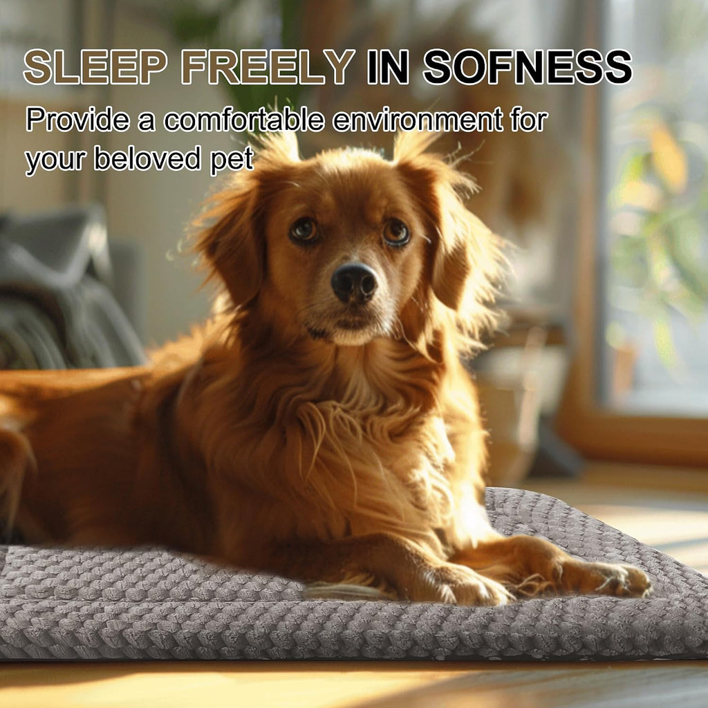 Dog Bed Crate Mat, Soft Durable Washable Anti-Slip Kennel Pad for Dogs & Cats, Reversible (Light Gray, L(35"*23"*1.5"))