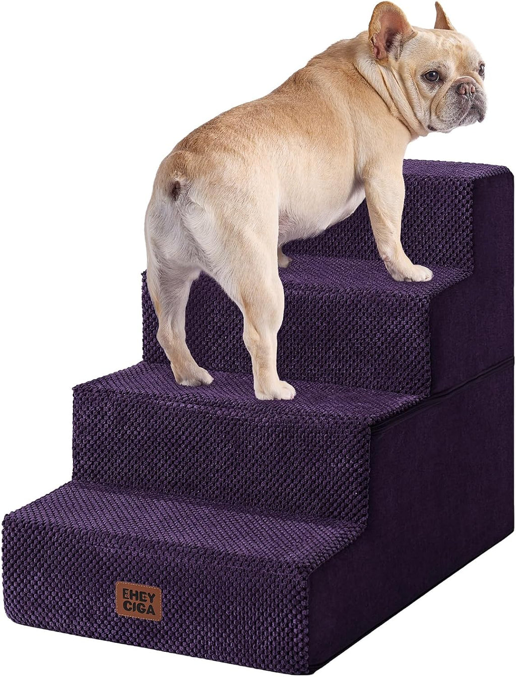 EHEYCIGA Dog Stairs for Bed 18" H, Dog 4-Steps for High Bed, Purple