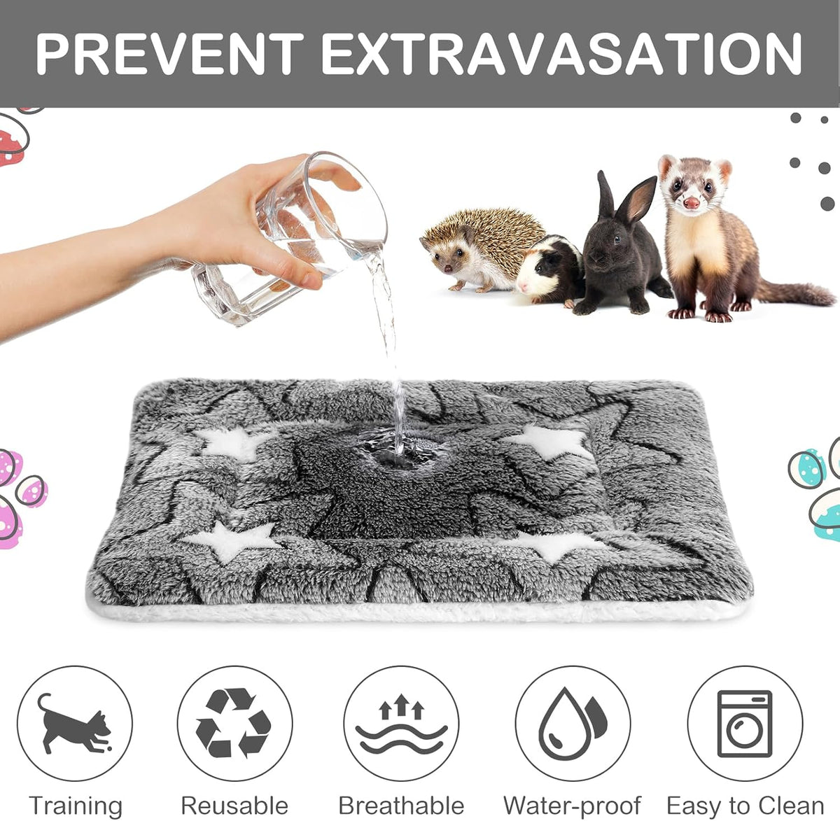 Haull 4 Pcs Waterproof Guinea Pig Bedding Mat, Double Star, 13 x 10