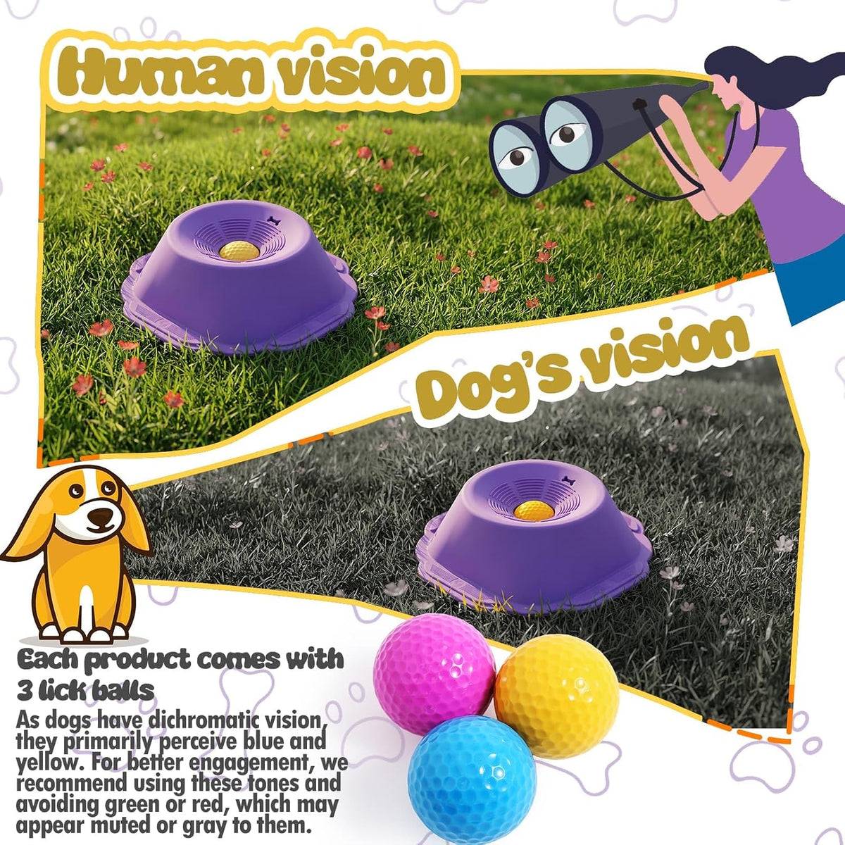 Dog Licking Bowl with Rolling Ball, Lick Toy, Anti Boredom Toys