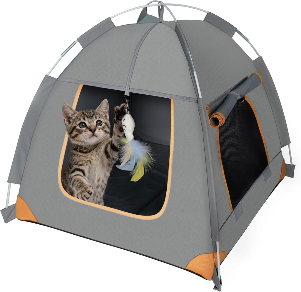 Indoor Cat Tent with Soft Cushion, Foldable Cat House for Indoor Cats