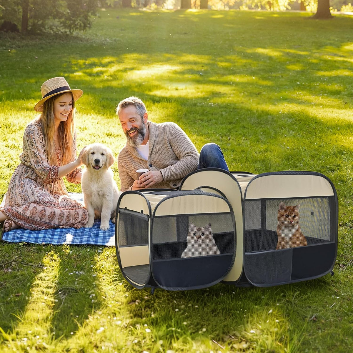 2-in-1 Dog Playpen Portable Cat Playpen, Not Separated, No Assembly