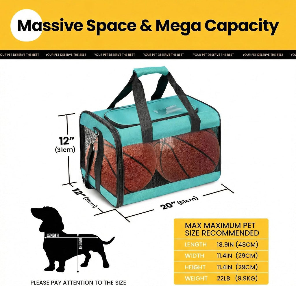 Conlun Dog Carrier Soft Sided, Large Cat Carrier up to 20 Lbs,Turq L