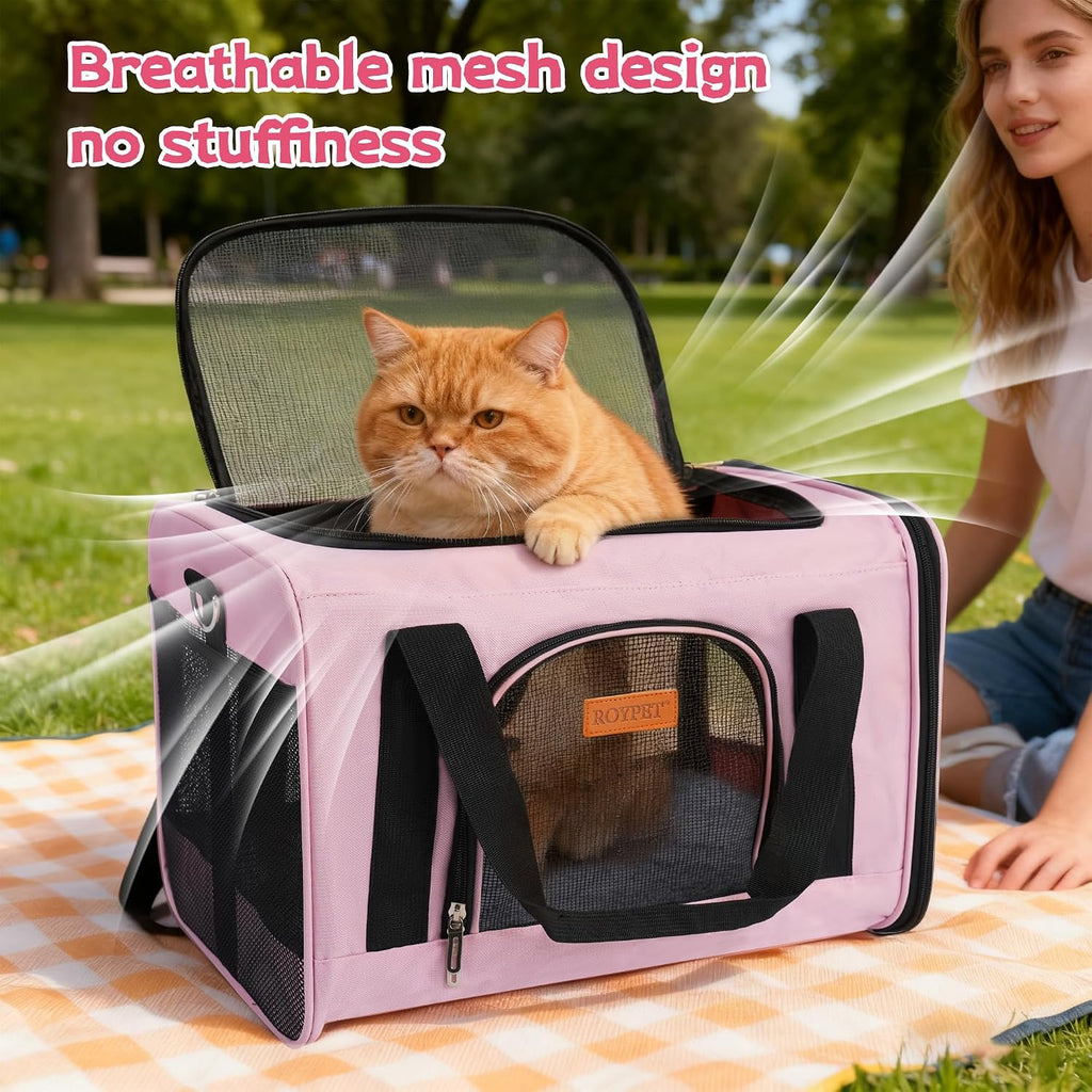 ROYPET Cat Carrier, Portable Pet Carrier Bag Pink