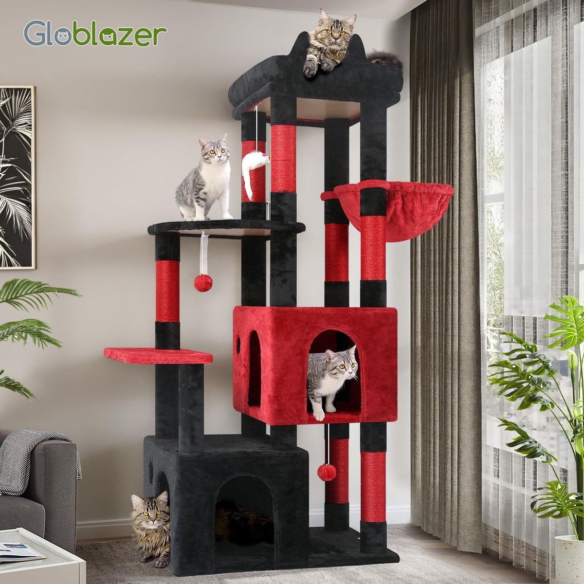 Globlazer Heavy Duty Cat Trees for Big Cats Maine Coon, F61, Blood-Goth