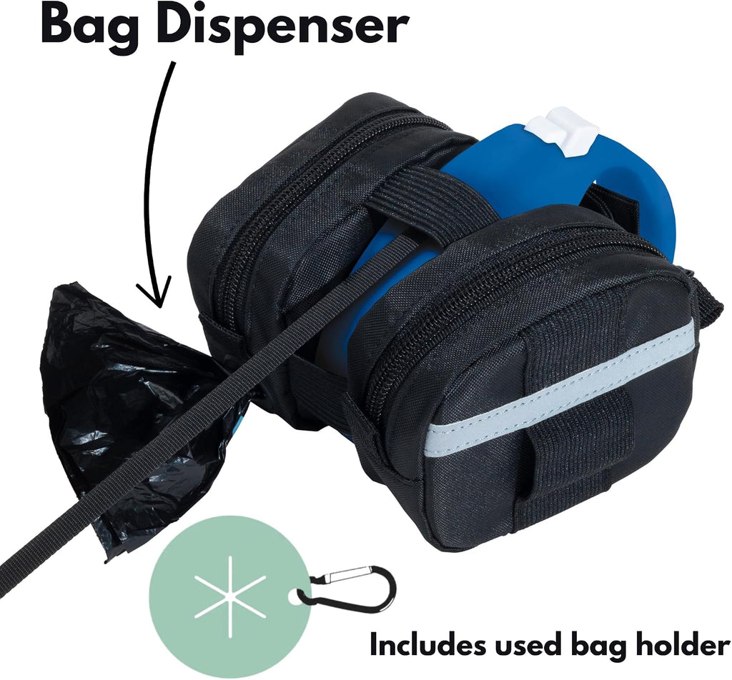 Gracie To The Rescue Leash Bag, compatible with flexi retractable leash, Treat and Poo Bag Holder for leash, Waste Bag Holder (Black)