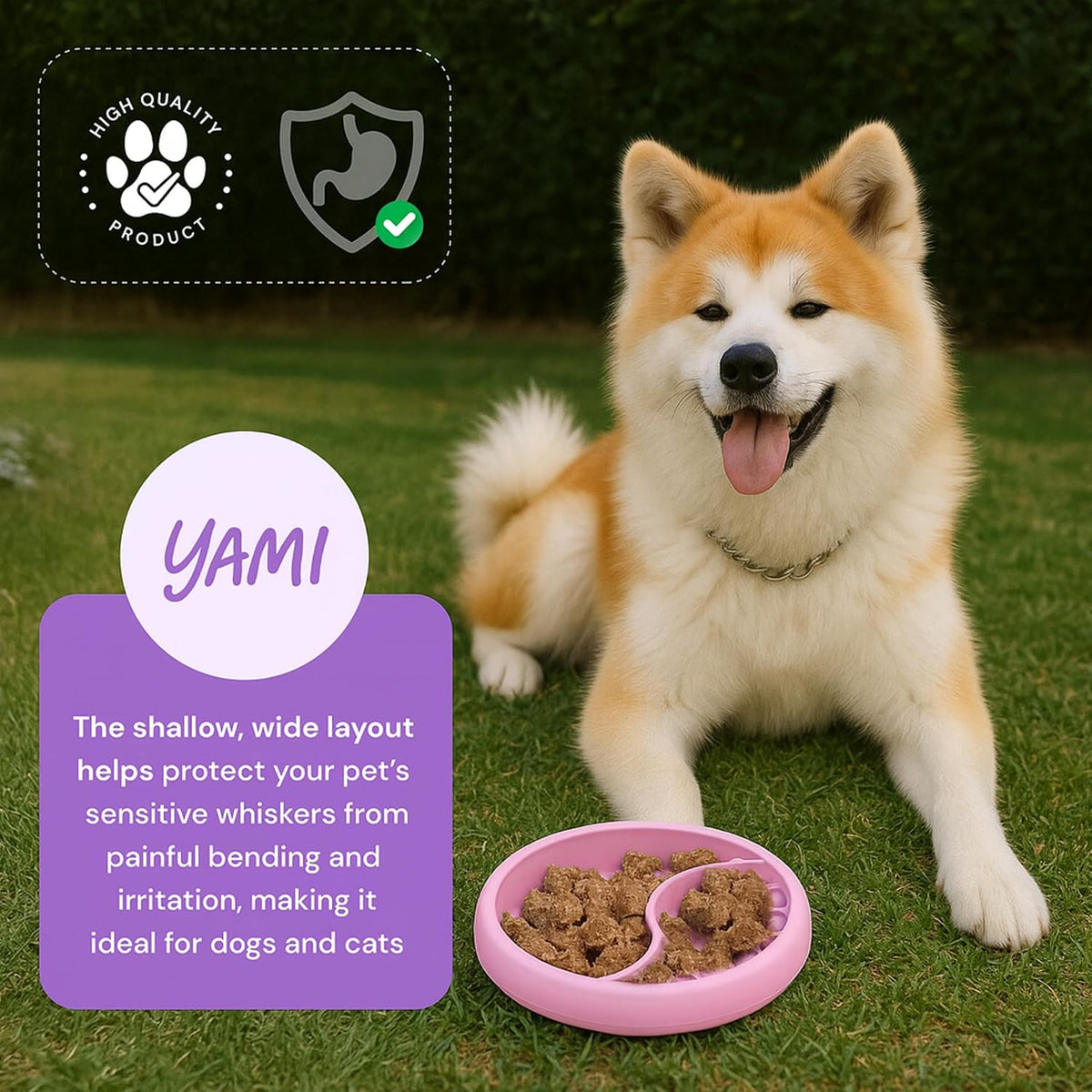 YAMI Dog Lick Bowl, Lick Mat for Dogs, Wet Food Cat Slow Feeder, Freeze Bowl, Enrichment & Puzzle Toy for Anxiety Relief, Food-Grade Silicone, Suction Cups, Dishwasher Fit, for All Breed (Light Pink)