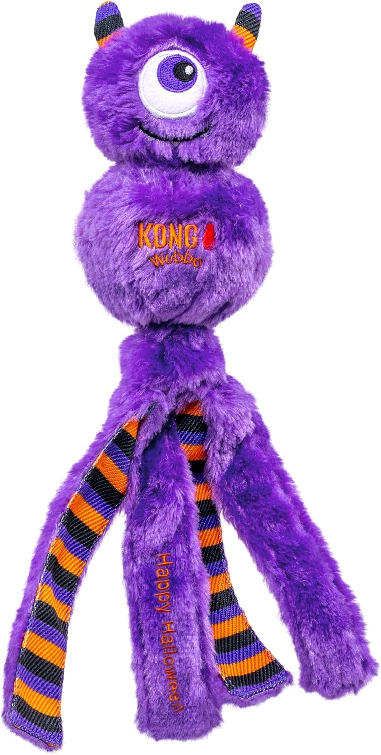 KONG Halloween Wubba Monster/Pumpkin Large 2 Pack – Durable Interactive Tug & Toss Dog Toy