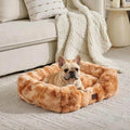 Washable Orthopedic Dog Bed,Rectangle Fleece & Luxury Pet Bed with Removable Zipper Cover & Anti-Slip Bottom,Suitable for Medium Large Dogs,30x25x7.5inches,Tie-dye Burnt Orange