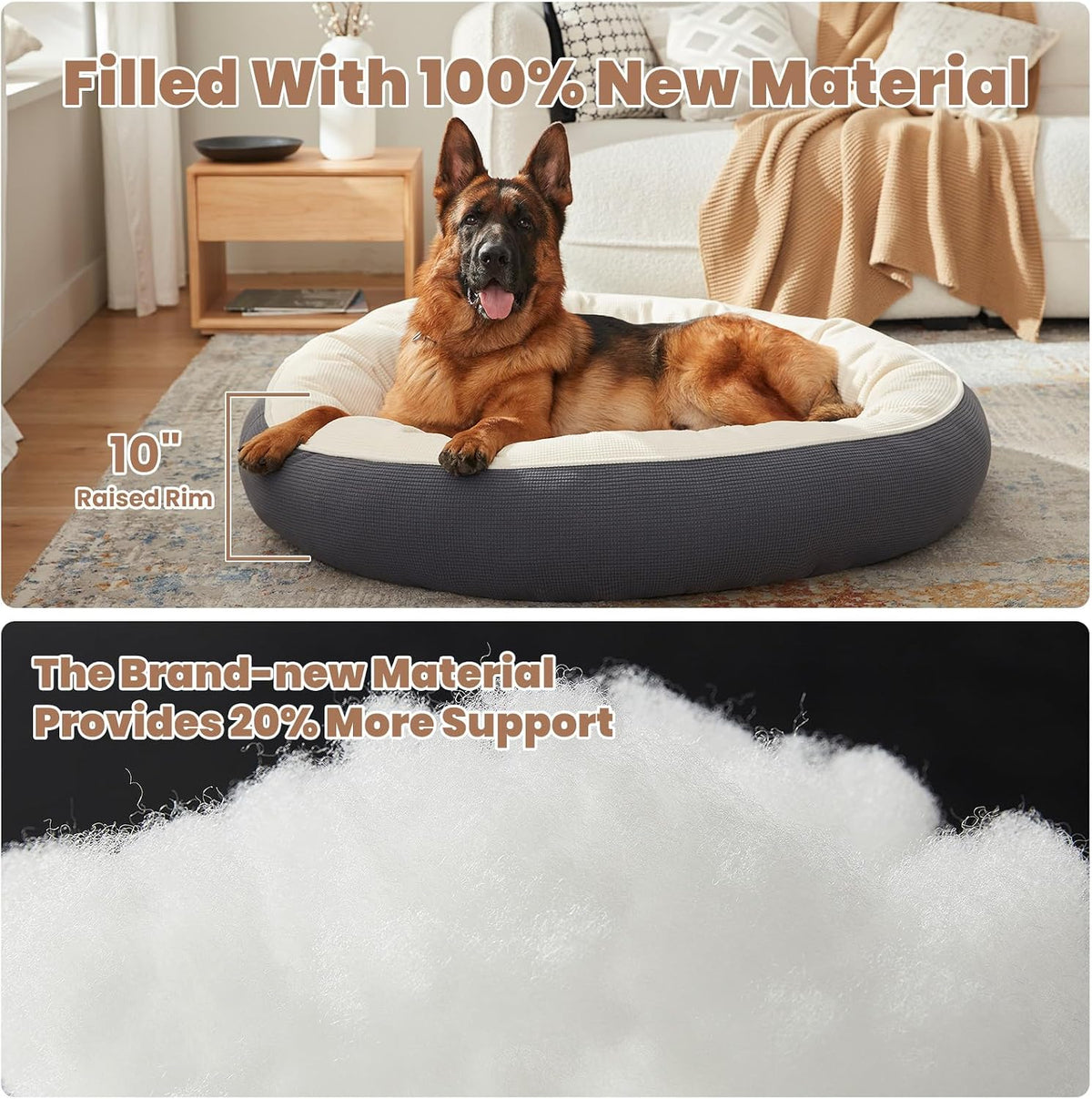 45 inch Soft Touch Fleece Donut Dog Bed for Extra Large Dogs,Grey