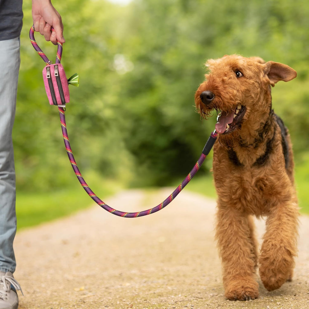 Dog Poop Bag Holder for Leashes and Treat Holder with 3 Waterproof Pouches | Poop Bag Dispenser for Pet Waste Bags and Walking Accessories + 1 Free Roll