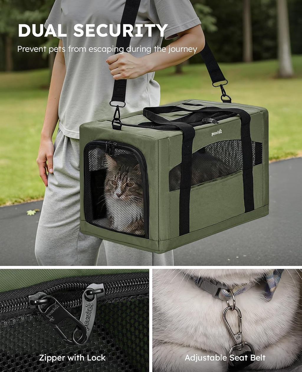 Pecute Cat Carrier Stable, Pet Carrier with Privacy Partition,Green