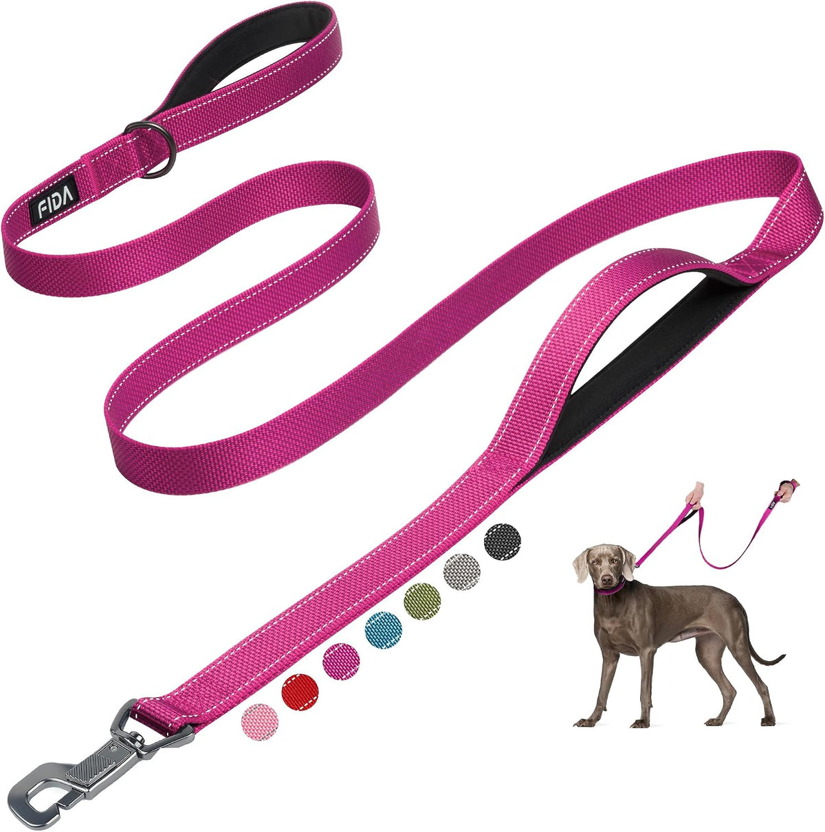 Fida Heavy Duty Dog Leash for Medium Large Dogs, 6 FT, Dual Padded Handles