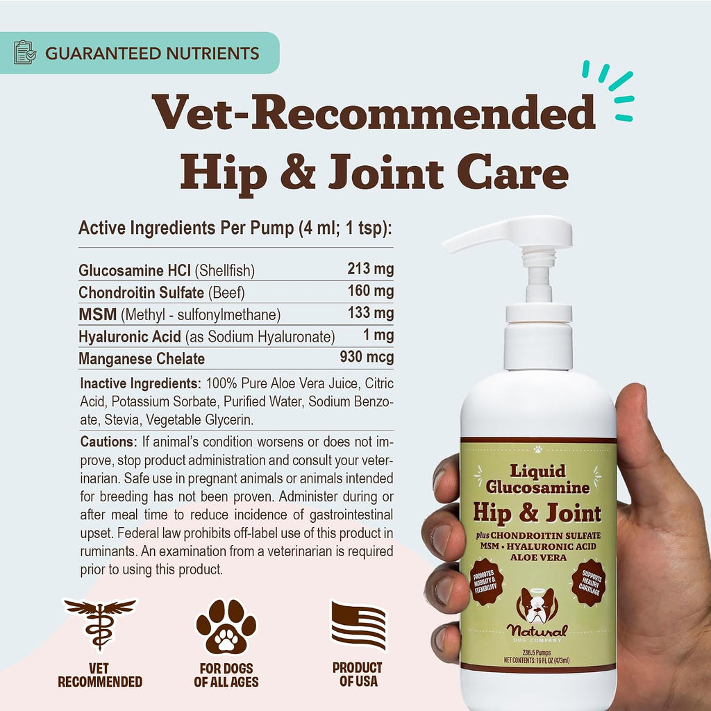Natural Dog Company Liquid Glucosamine for Dogs, Hip & Joint Oil, 32 fl oz