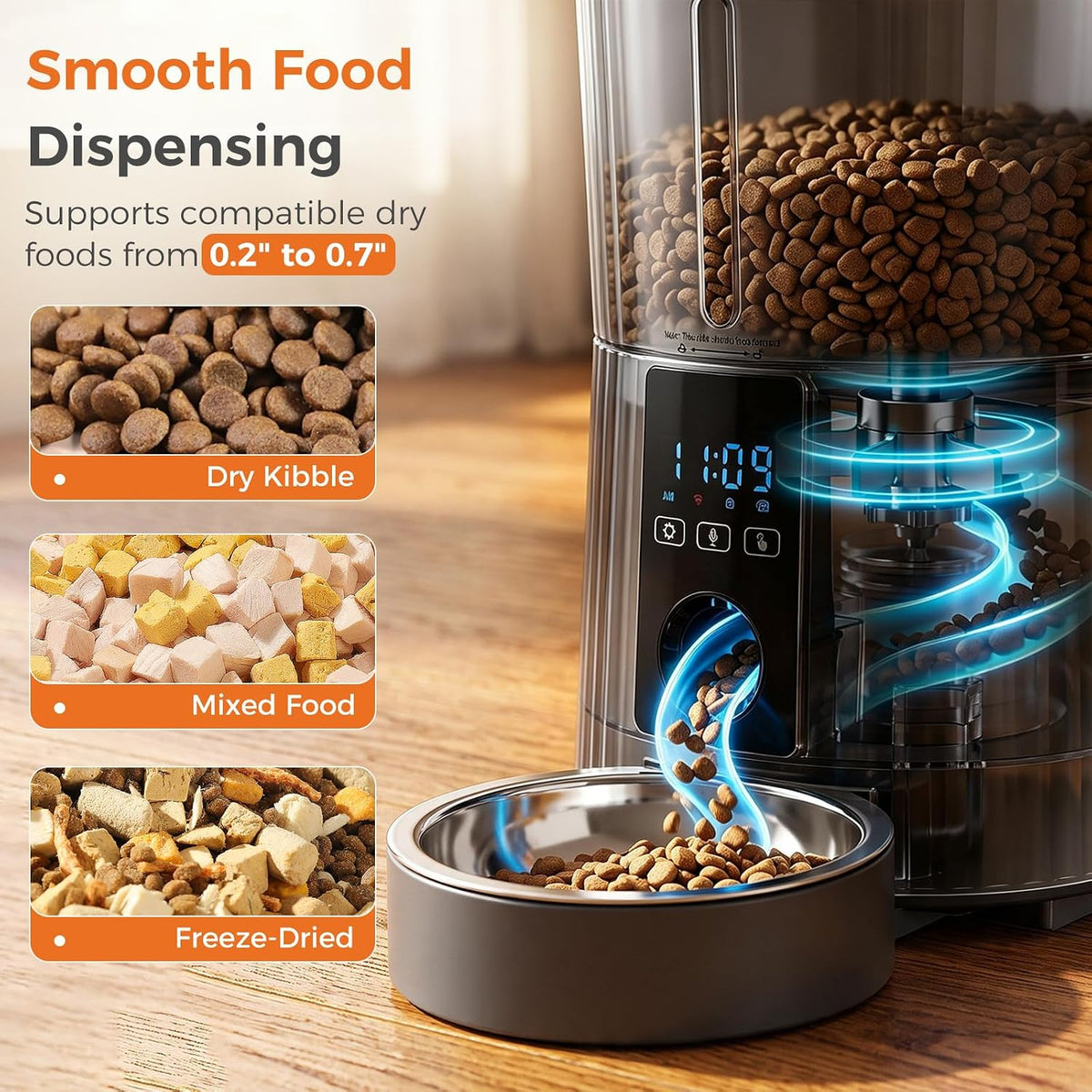 Sweetcrispy Automatic Cat Feeder, 4L Cat Food Dispenser with APP - Black