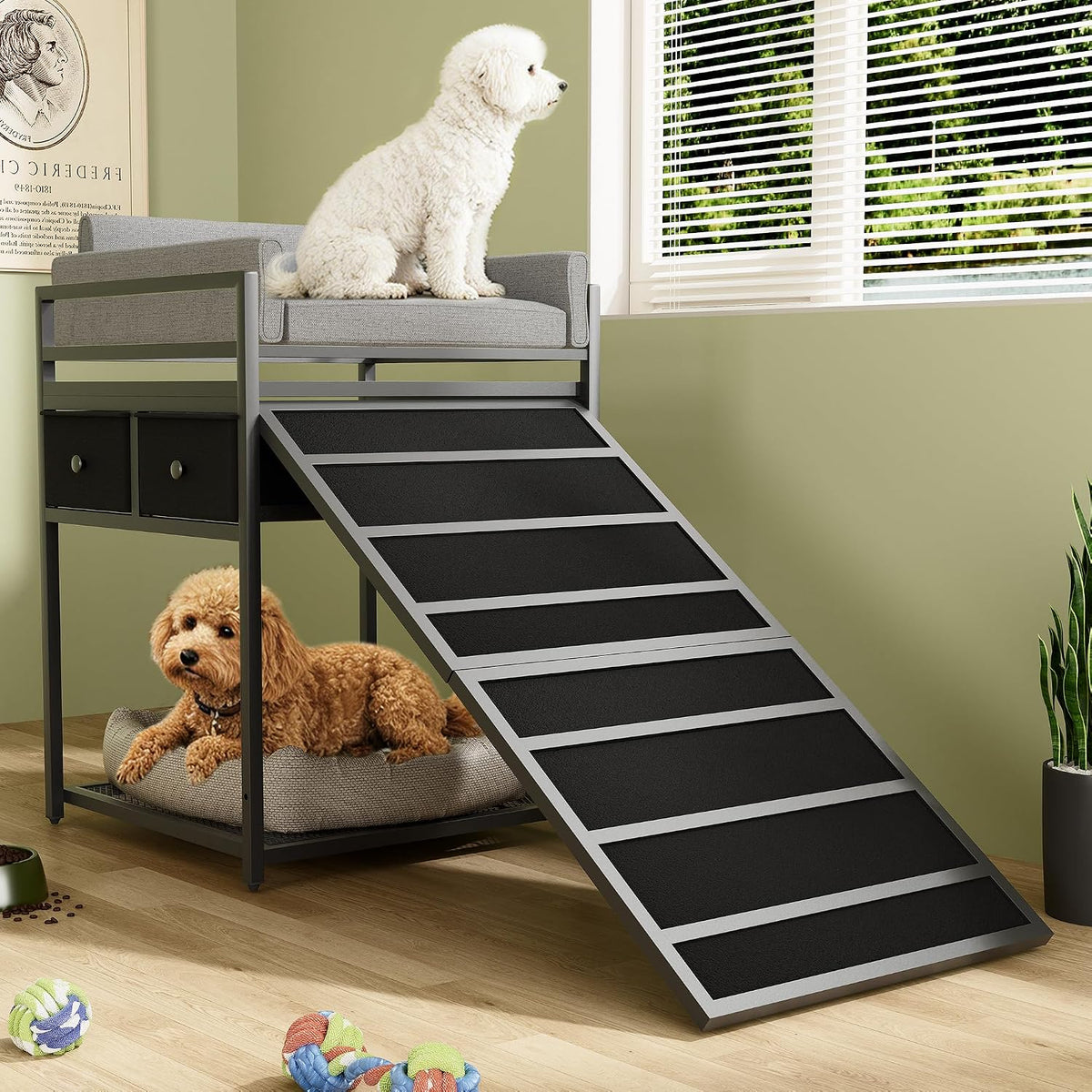 kepptory Dog Window Perch & Retractable Stairs and Storage Drawers